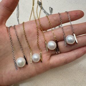 Big size fresh water pearl balance design necklaces